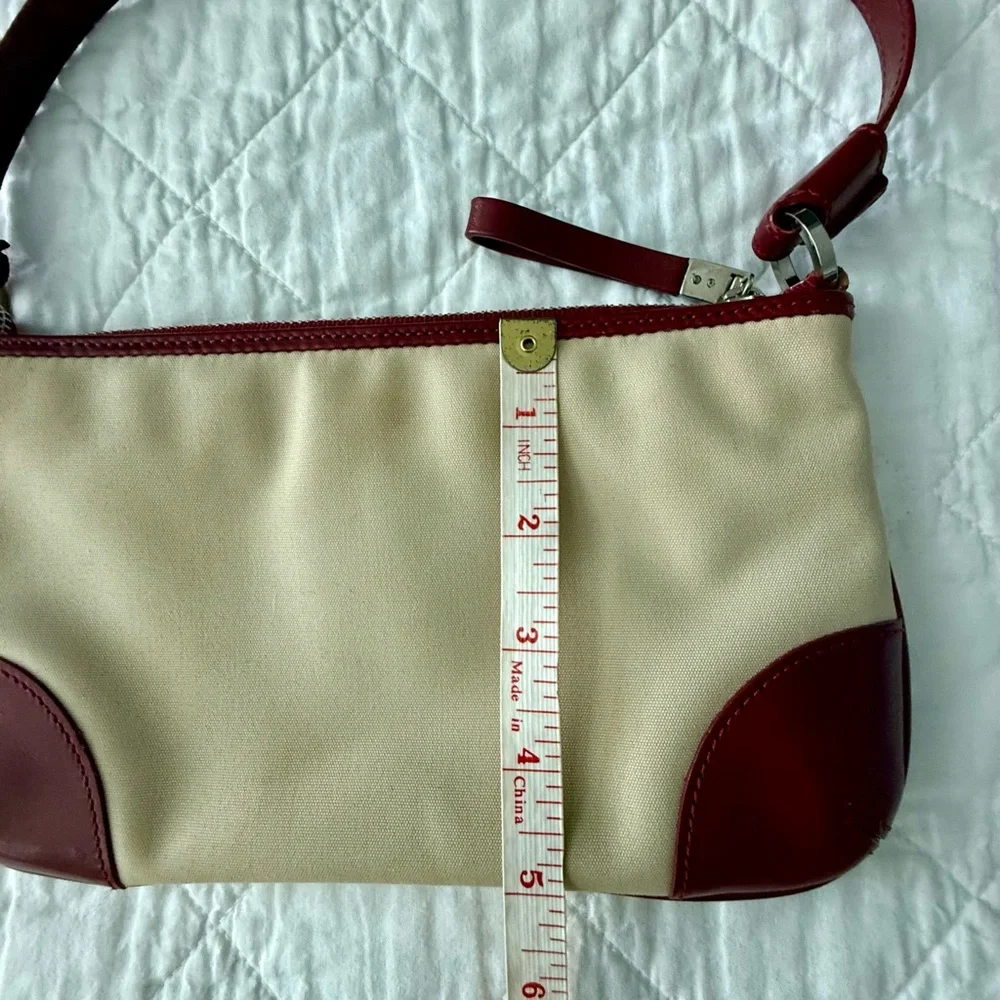 Monsac Red Leather and Cream Shoulder Bag